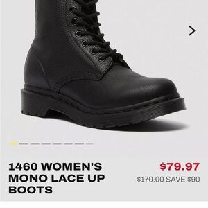 Dr. Martens Women's Mono Black Lace Up Boots